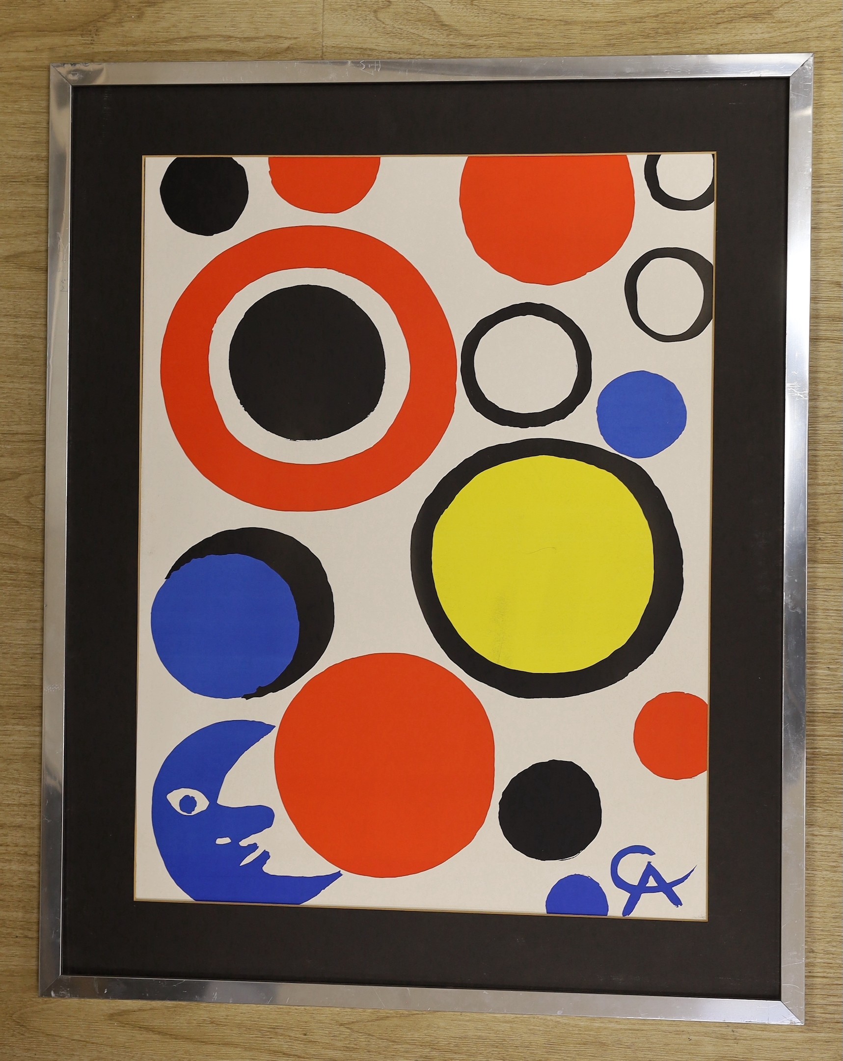 After Alexander Calder, colour print, 'Moon and Spheres', 53 x 40cm